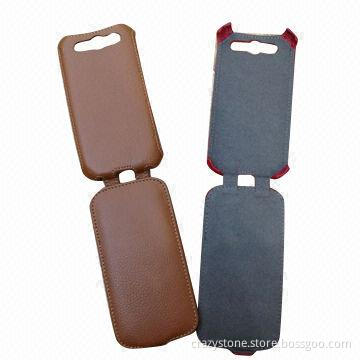 New Plain Flip Genuine Leather Case for Samsung Galaxy S4 Mini i9190